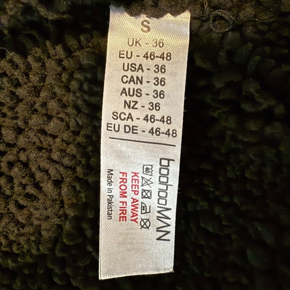 Boohoo MAN Men’s Fully Borg Lined Denim Jacket washed black Size S - Picture 10 of 11